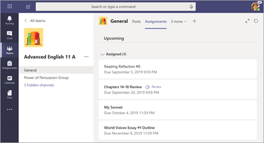 Select the Assignments tab to view your assignments in one class.
